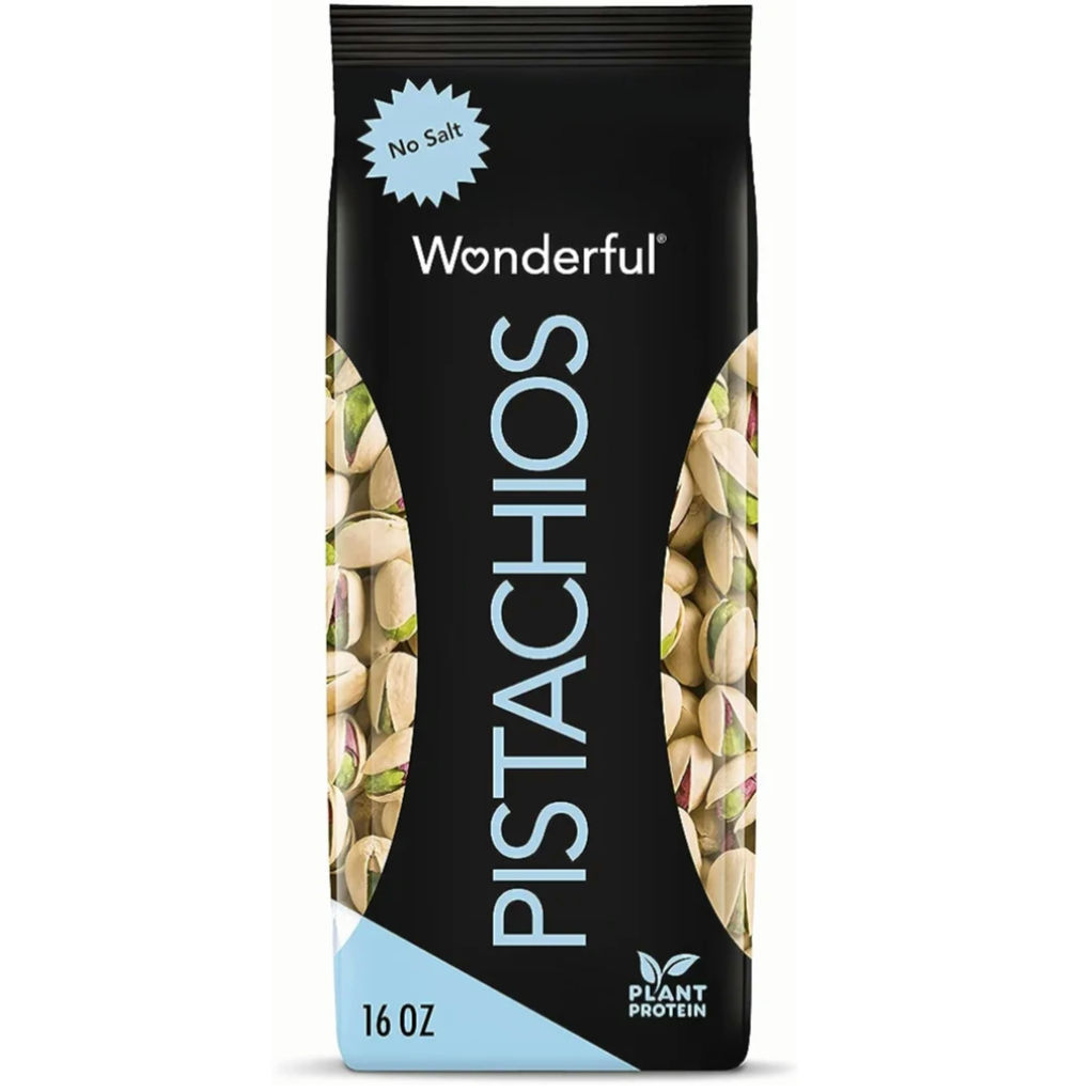 Wonderful Pistachios In Shell, Roasted with No Salt Nuts, 16oz Bag