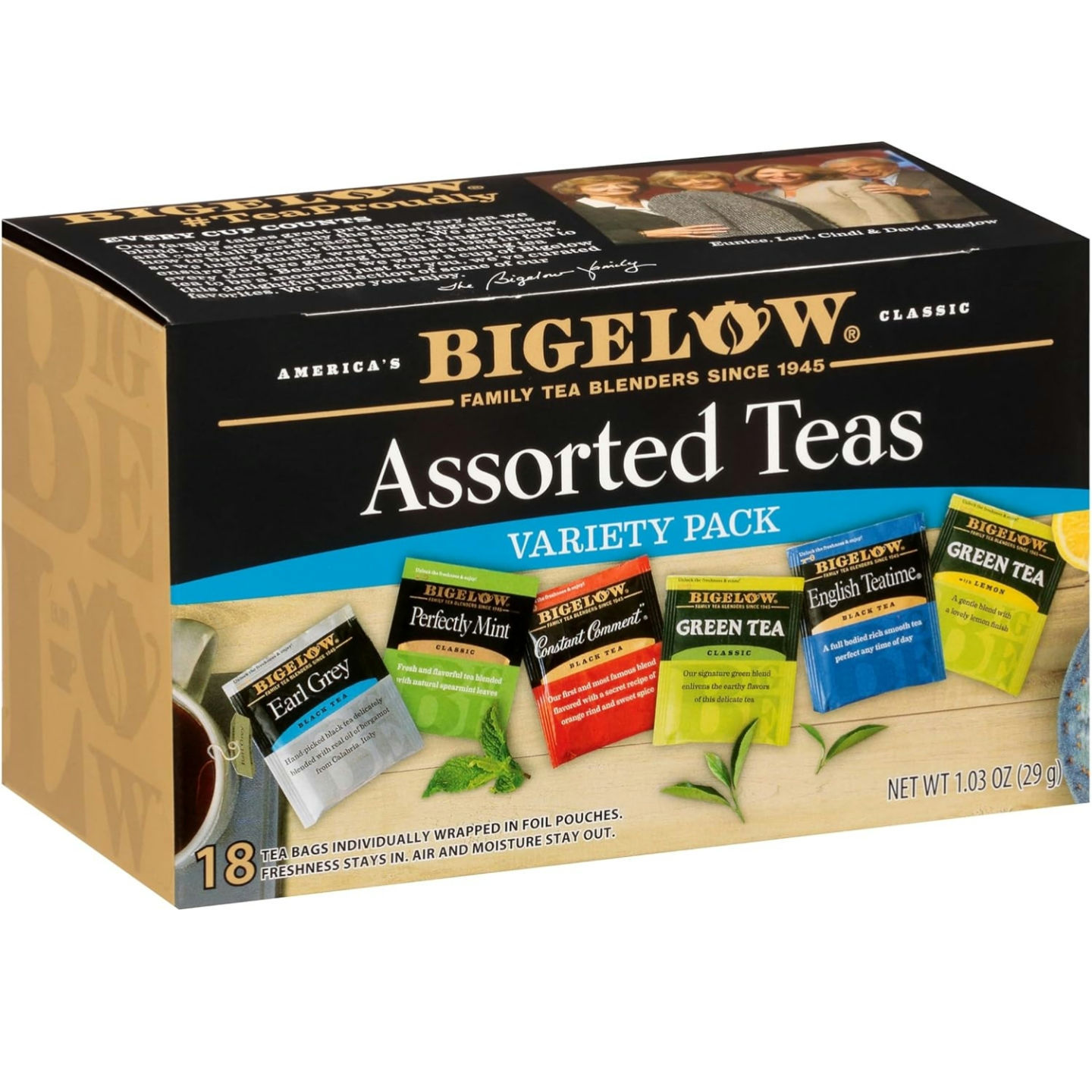 Bigelow Tea Collection Black & Green Teabags Box,18ct#00192