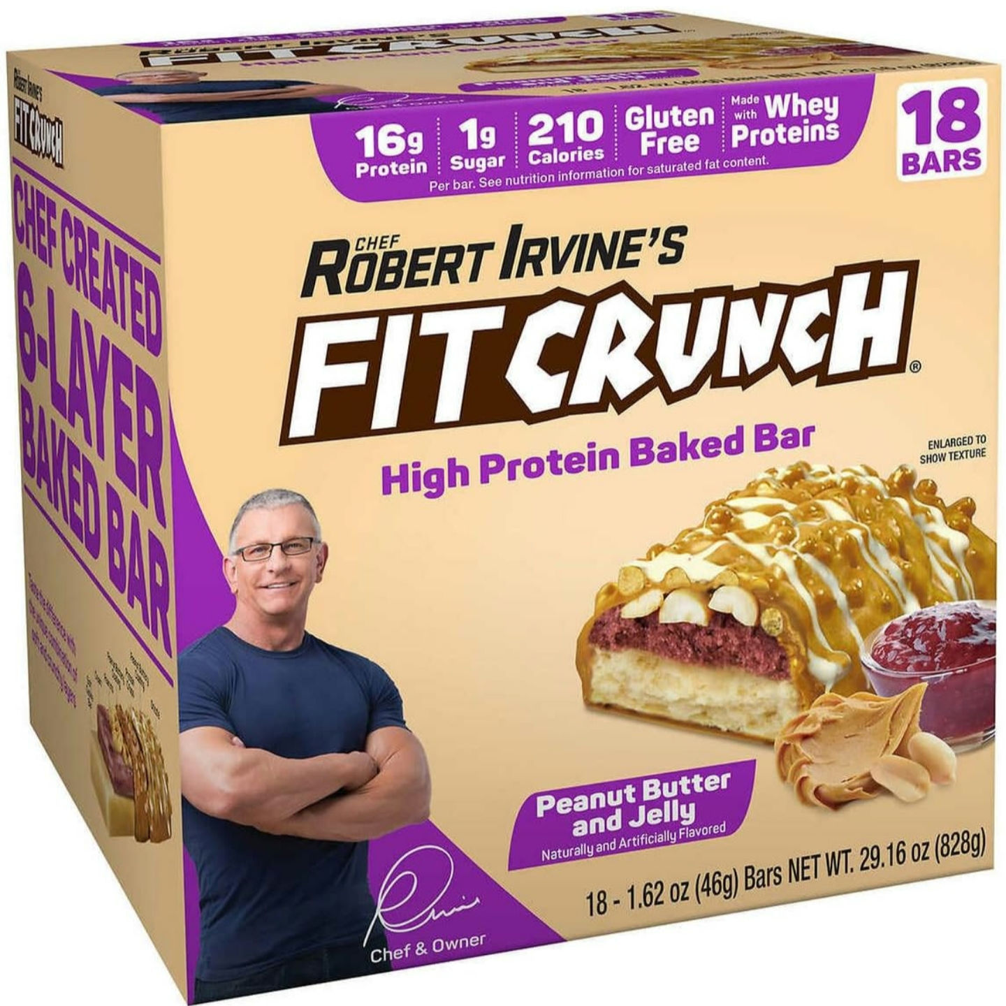 Fit crunch Snack Size Protein Bars,Peanut Butter & Jelly 18 Count