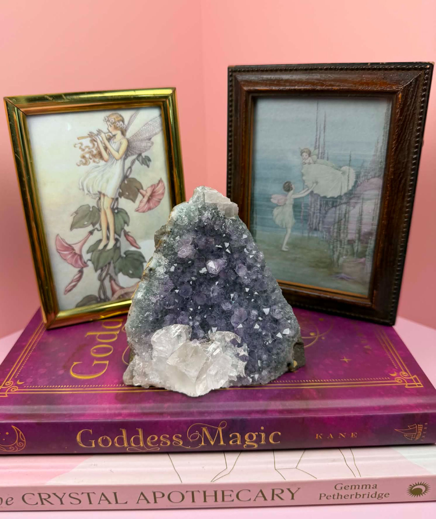 Amethyst Cut Base with Calcite Inclusion