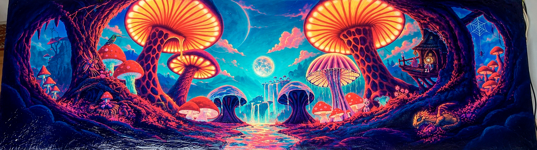 Mushroom Forest, panoramic bas-relief