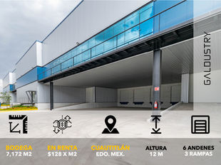 LOGICENTER CUAUTITLÁN 3, Bodega en Renta de 7,172 m2 desde $128 x m2, 6 andenes + 3 rampas