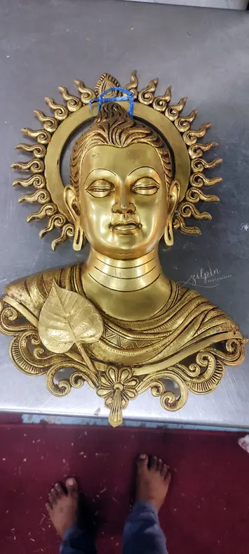 Buddha wall decor showpiece in brass