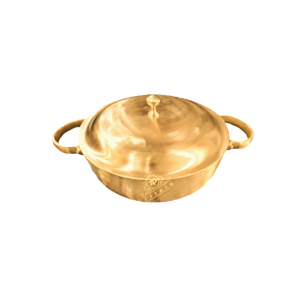 bronze stock pot with metal lid