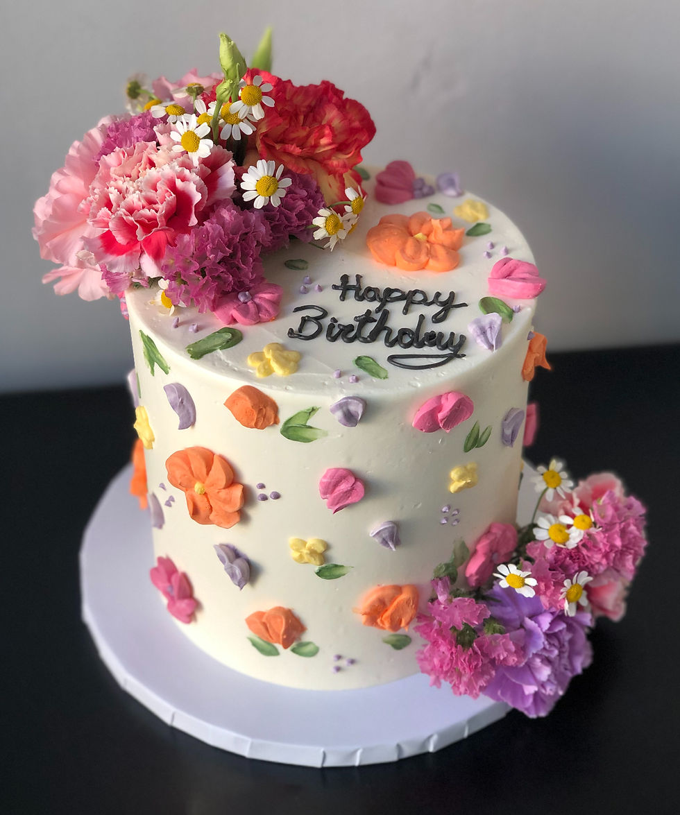 Artwork Cake mit Blumen und Hand Lettering