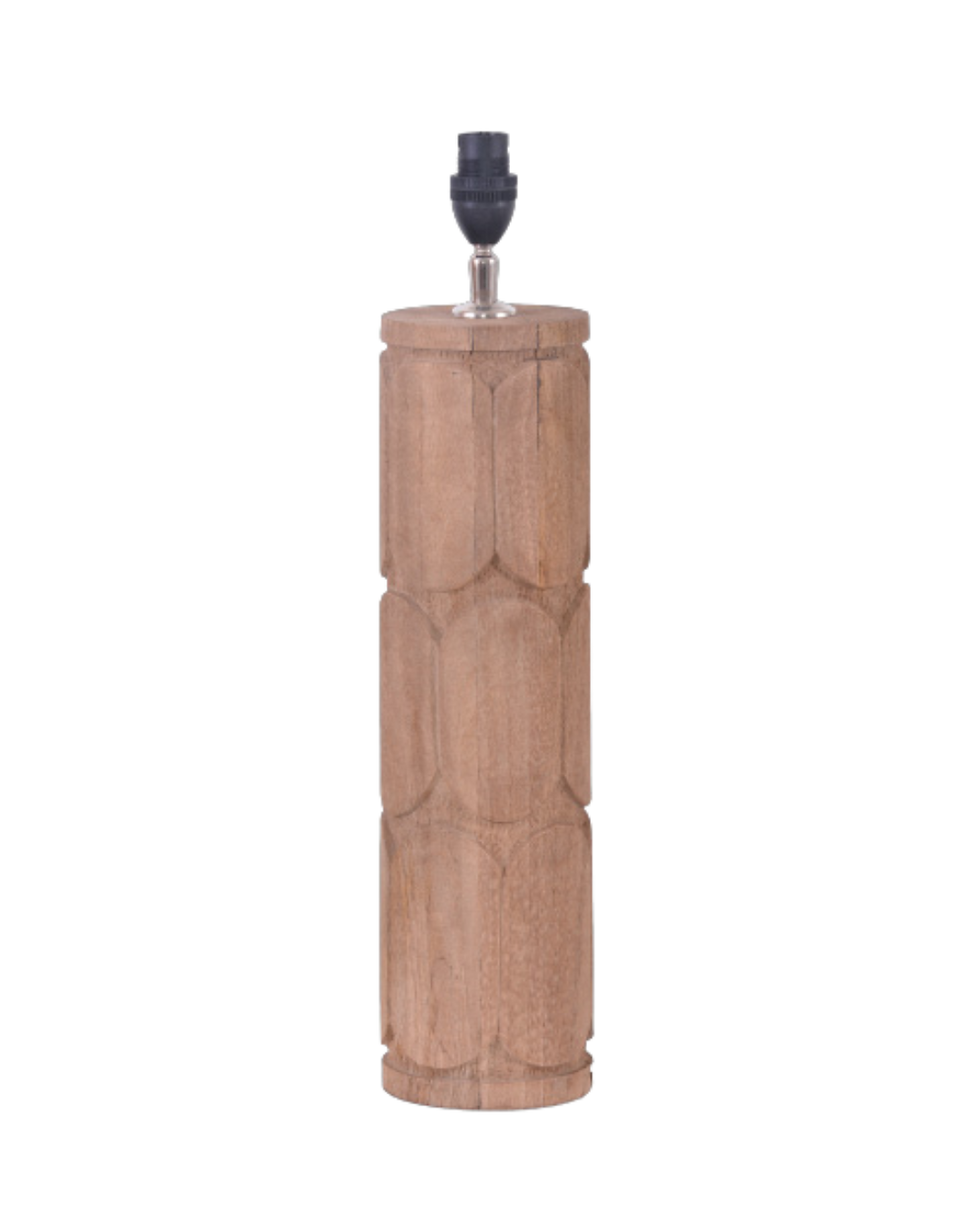 Almond coloured table lamp with interlocking circle design