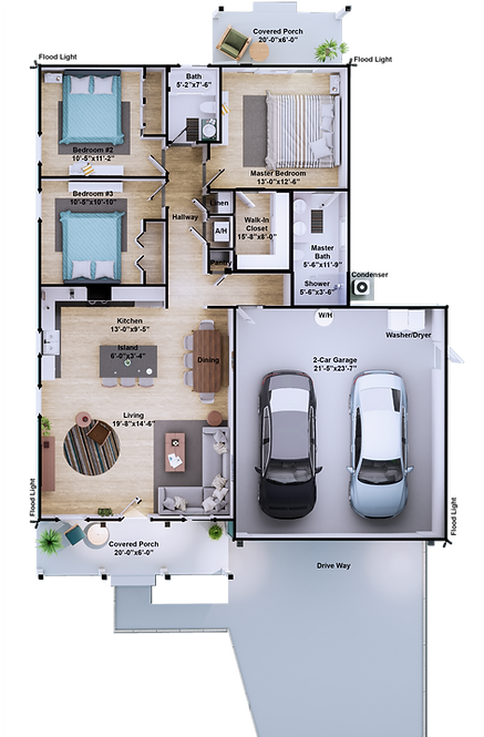 3D Oakland Floor Plan built by K.nan construction buy sale rent vacation rental in St. Augustine, FL 