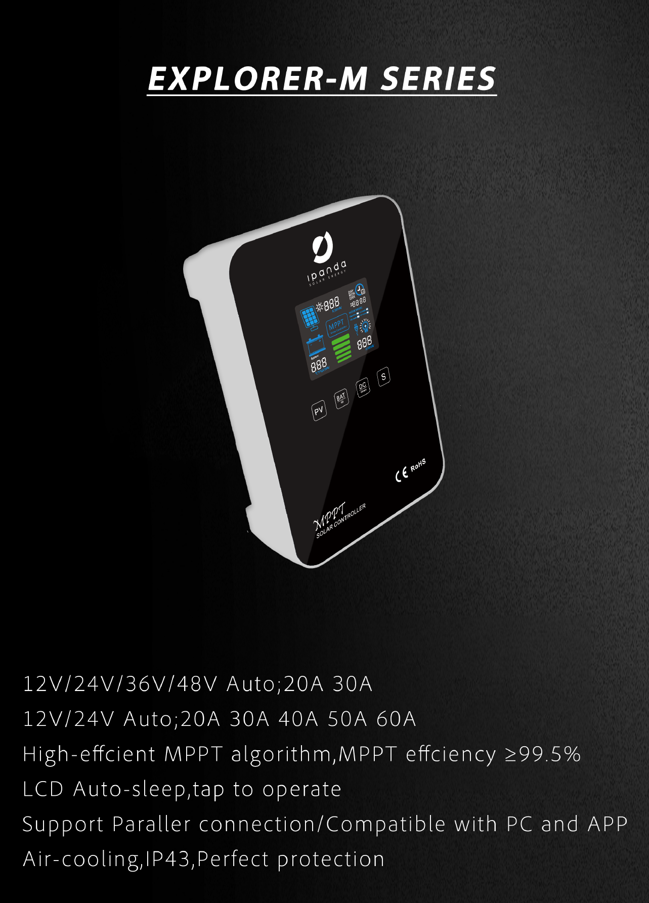 คอนโทลชาร์ท ทัชสกรีน MPPT12/24V 30ah