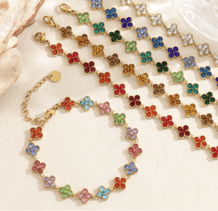 ✨ Bracelet Trèfle Coloré en Acier Inoxydable