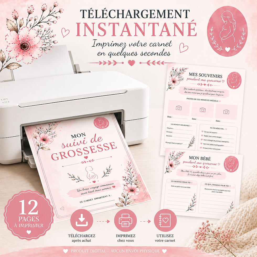 Miniature : Planner grossesse PDF | Carnet de grossesse à imprimer | Journal future maman