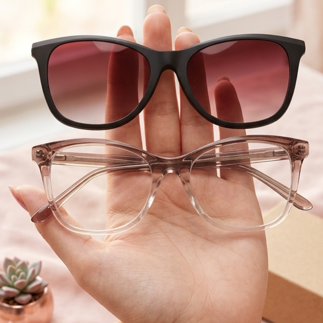 DR-146 Armação de Óculos Clipon Acetato Gatinho Feminino Lente Adicional