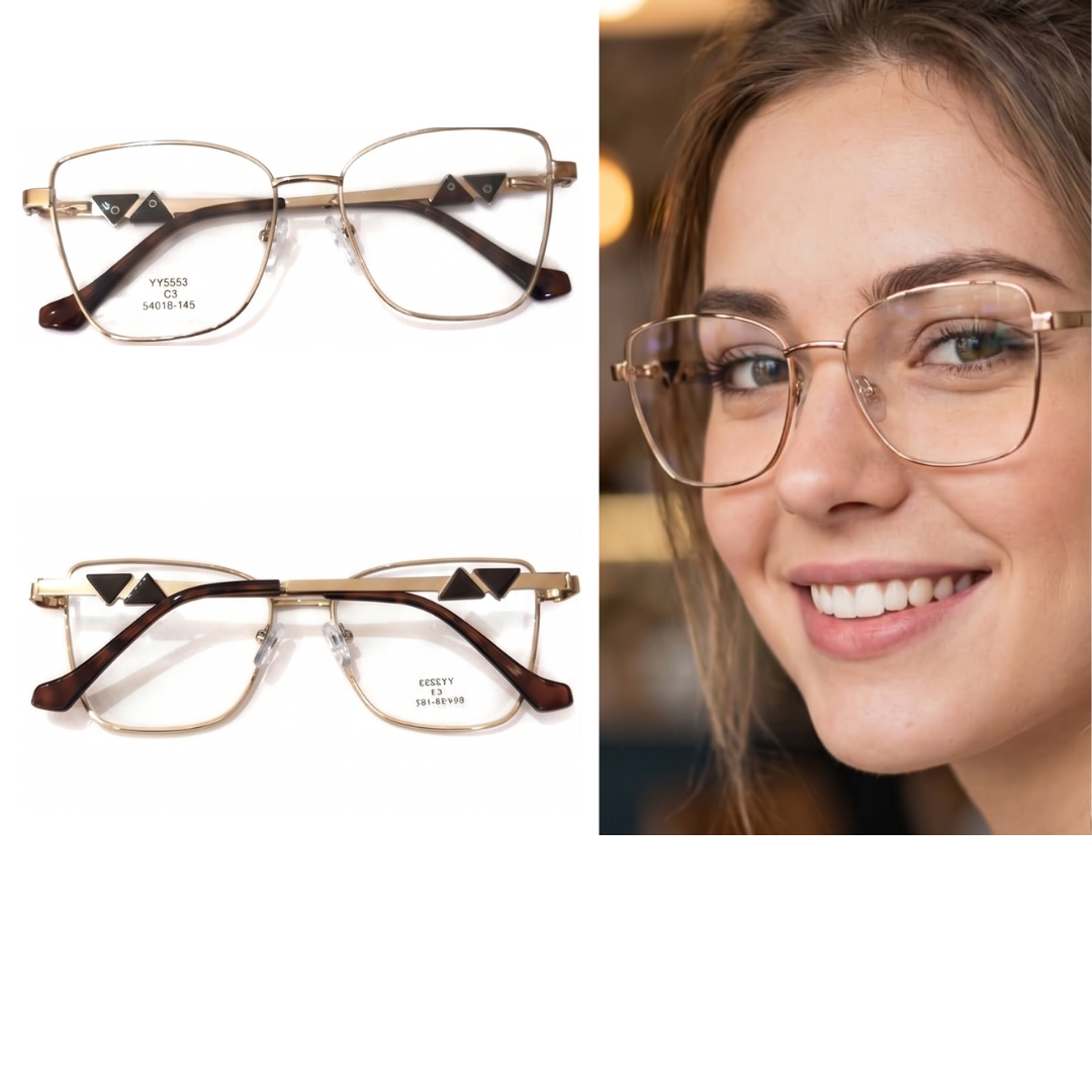 YY5553-C3-Modelo Óculos de Armação Metal Feminino