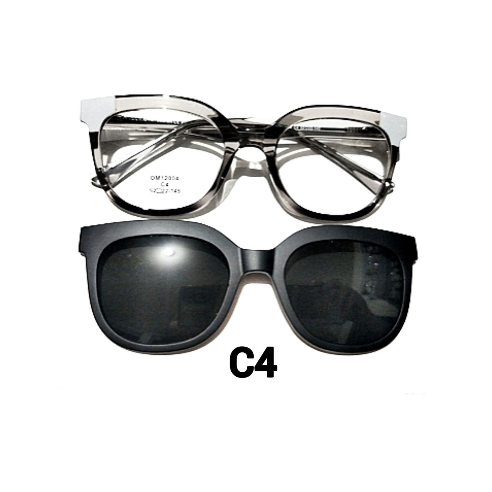 OM12004-C4 Óculos clipon Retangular com lente solar