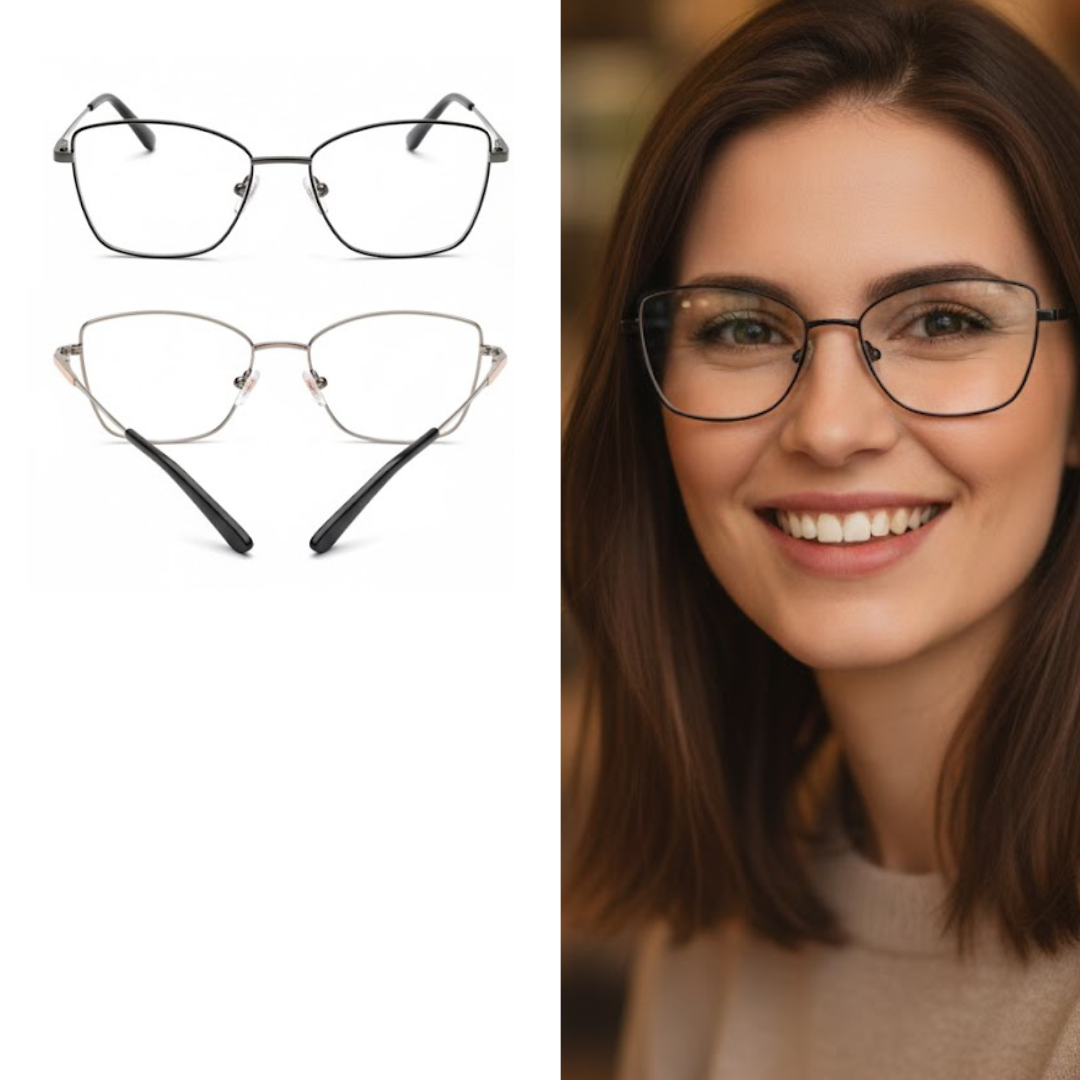 CTM8002-C1 Armação de Óculos Metal Feminino Luxo