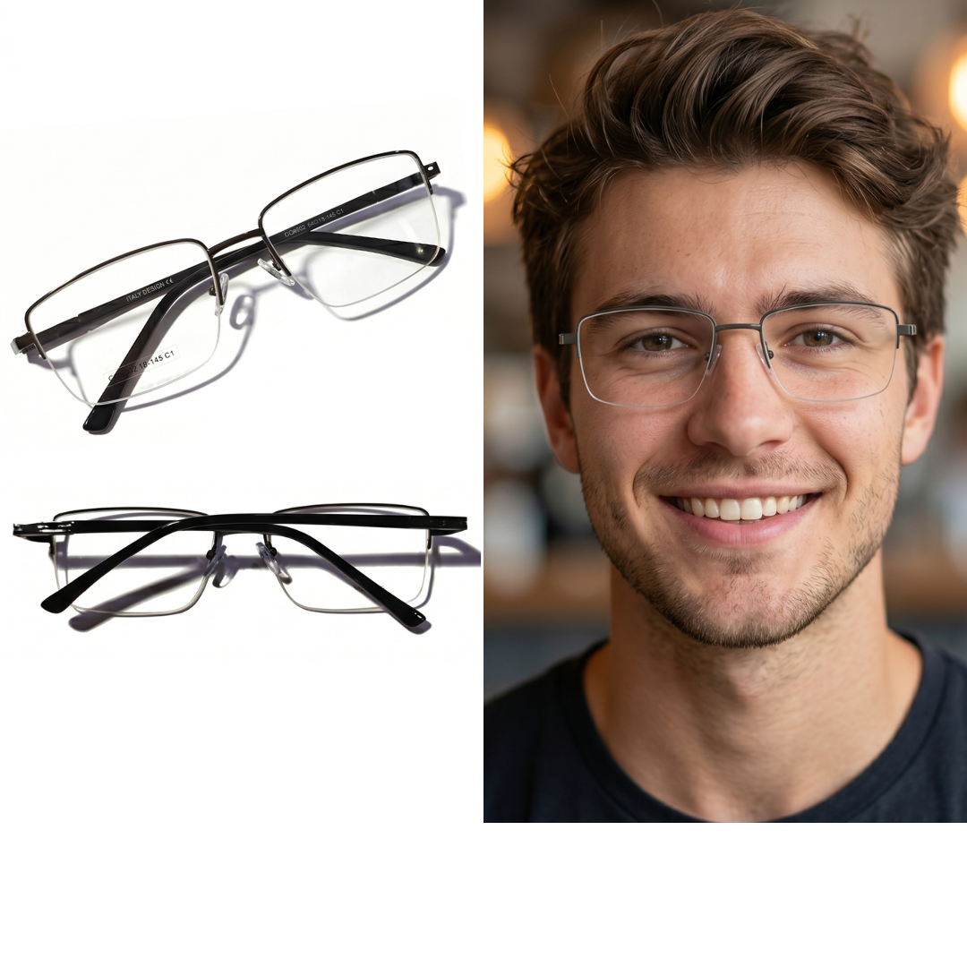 CQ9002-C1-180 graus Óculos de Armação Metal Masculino