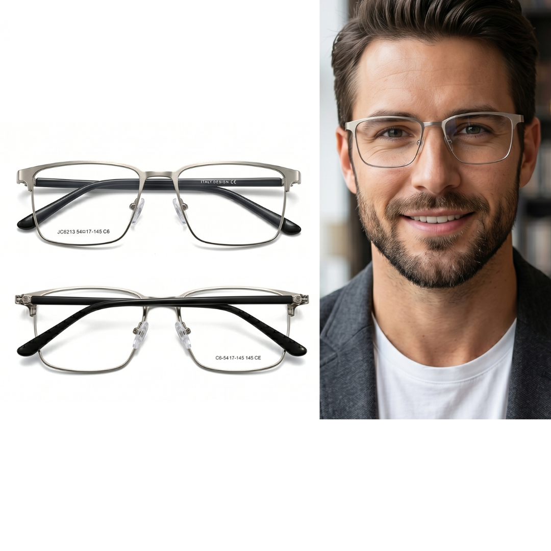 JC6213-C6-360 graus Óculos de Armação Metal Masculino