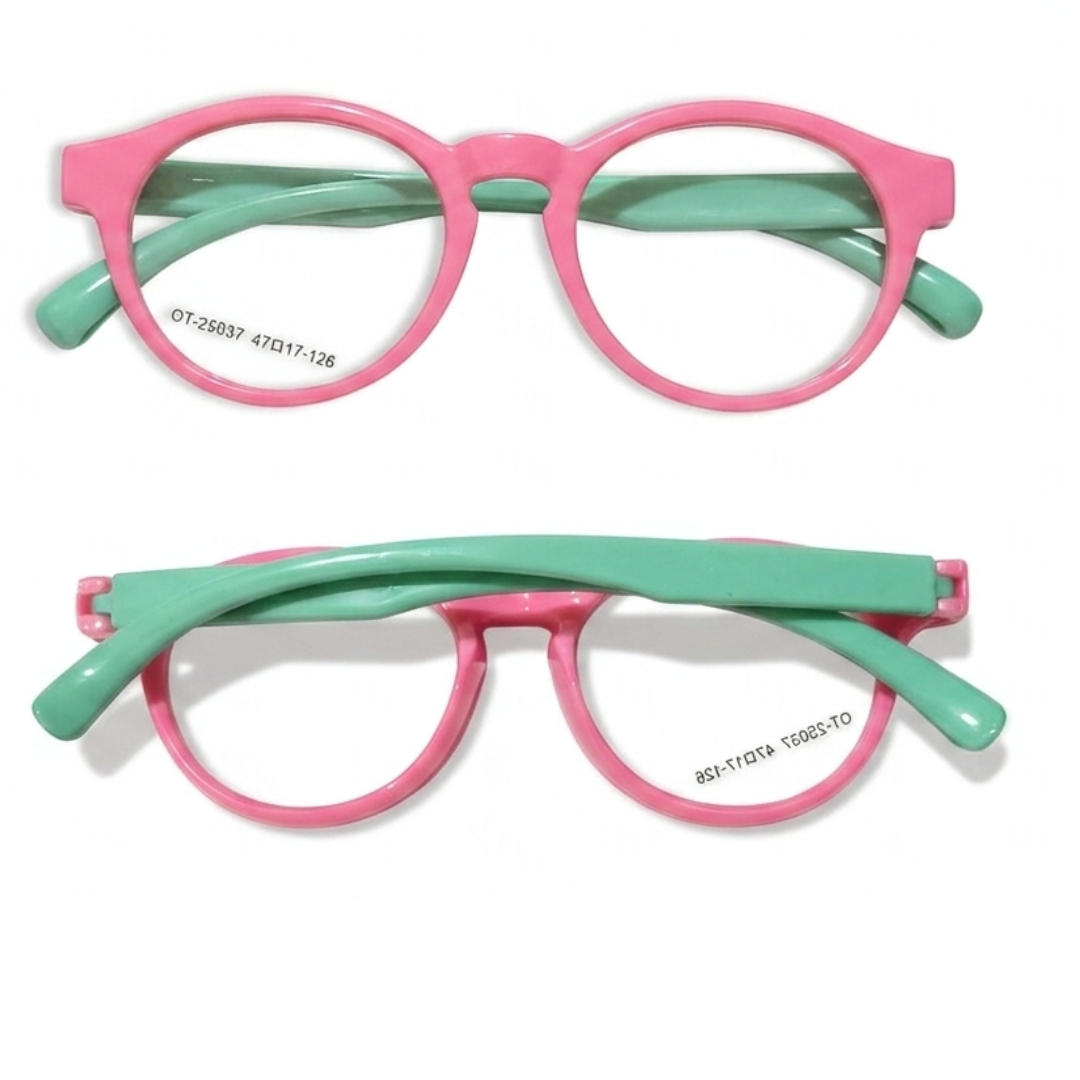 OT25037-ROSA/VERDE-Modelo Óculos de Armação Infantil