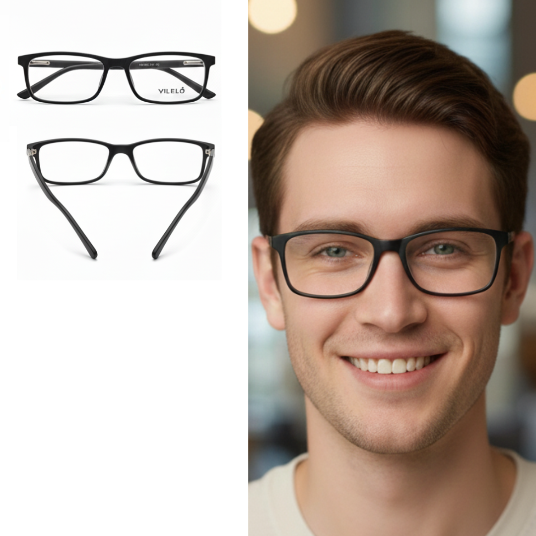 NV-90317-C2 Armação de Óculos Acetato Masculino Retangular