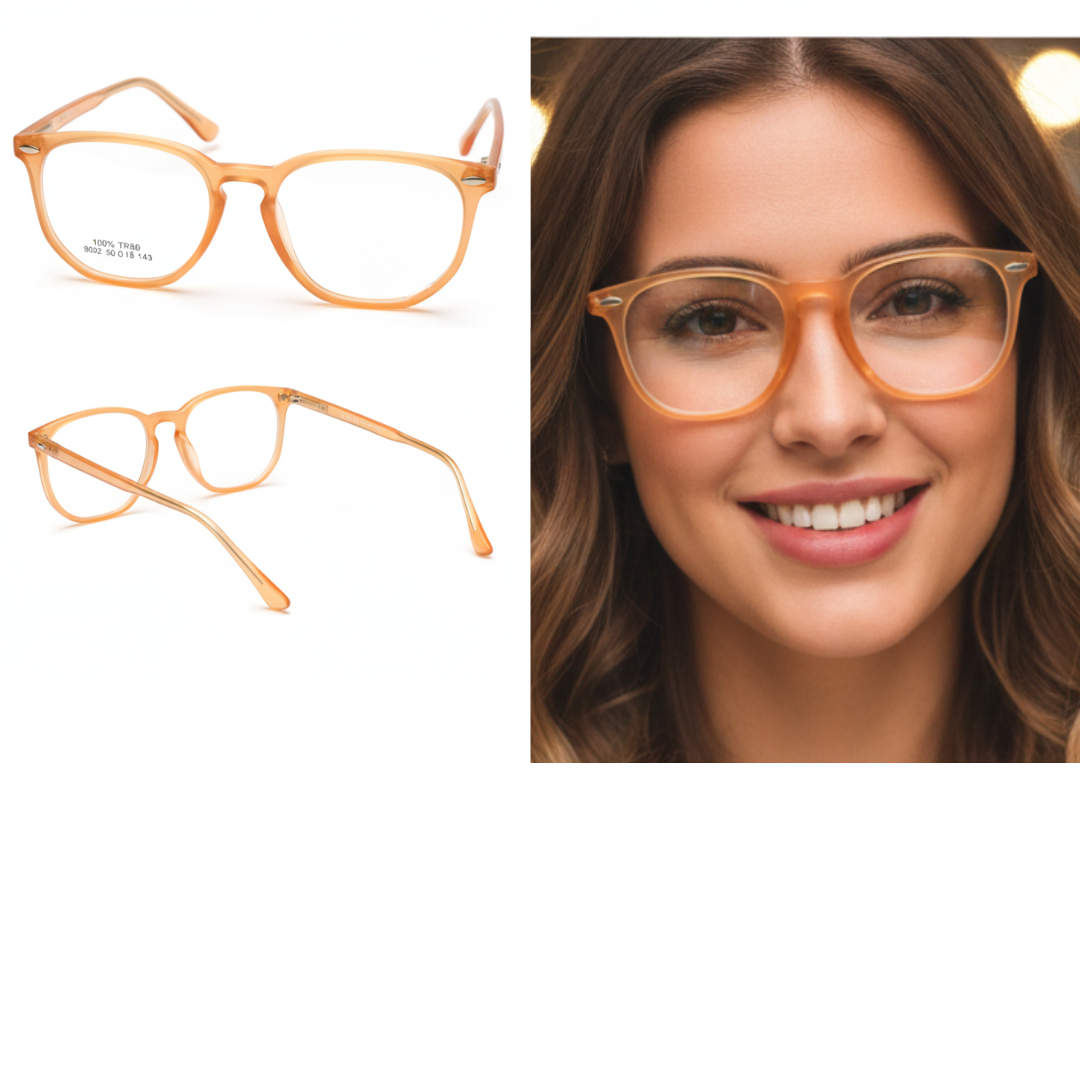 DR-76 Armação de Óculos Unissex Laranja Claro Acetato