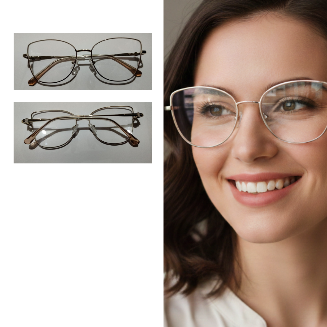 CTM8010-C4 Armação de Óculos Metal Feminino Luxo