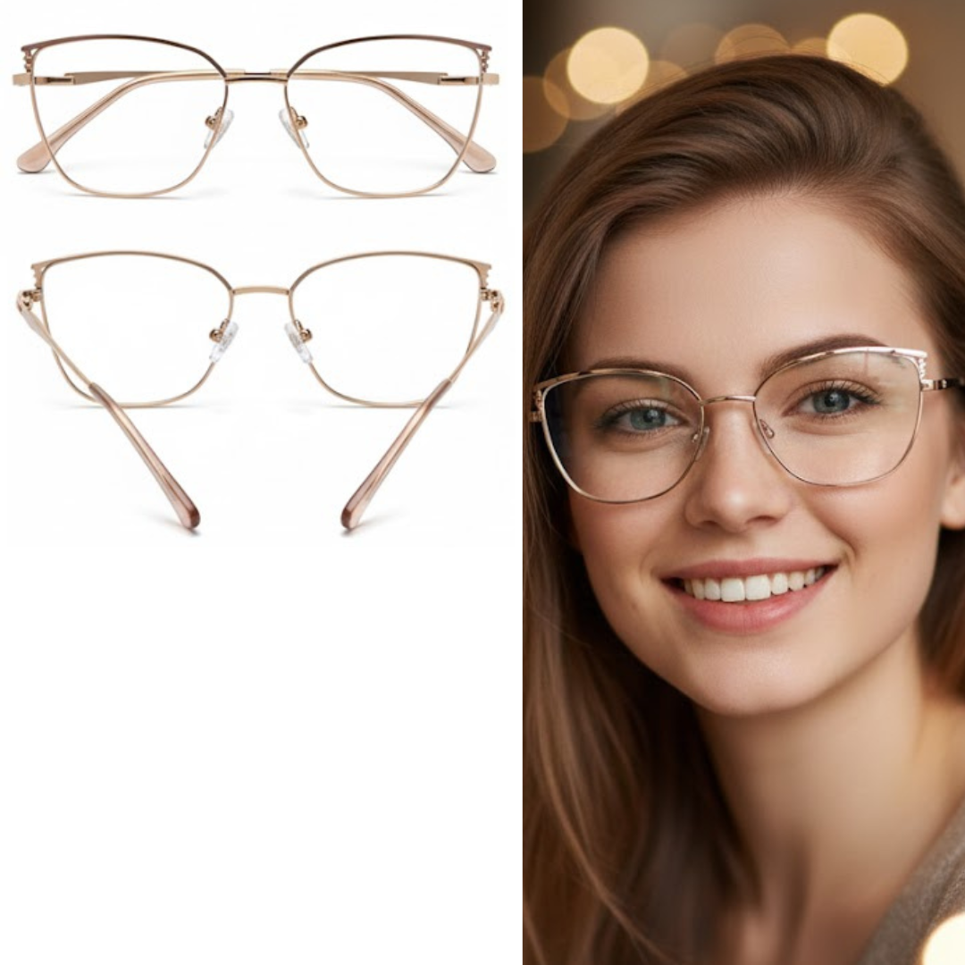 CTM8005-C2 Armação de Óculos Metal Feminino Luxo