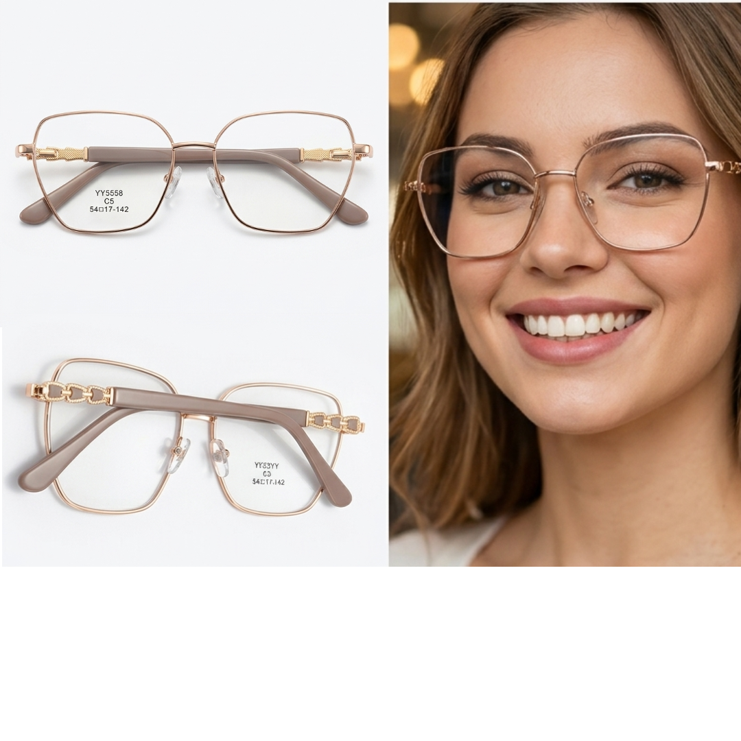 YY5558-C5-Modelo Óculos de Armação Metal Feminino
