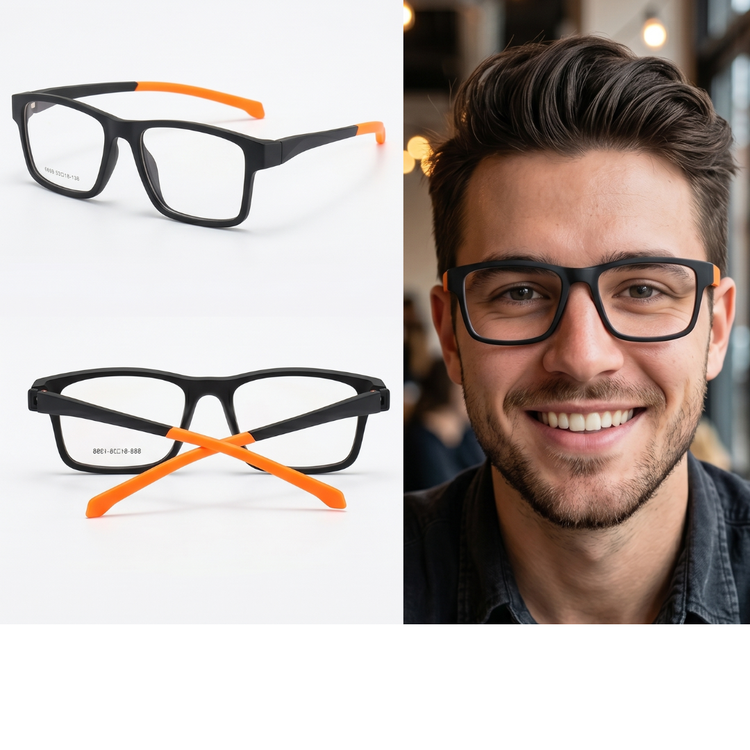 6689-C9 Óculos de Armação TR90 Masculino