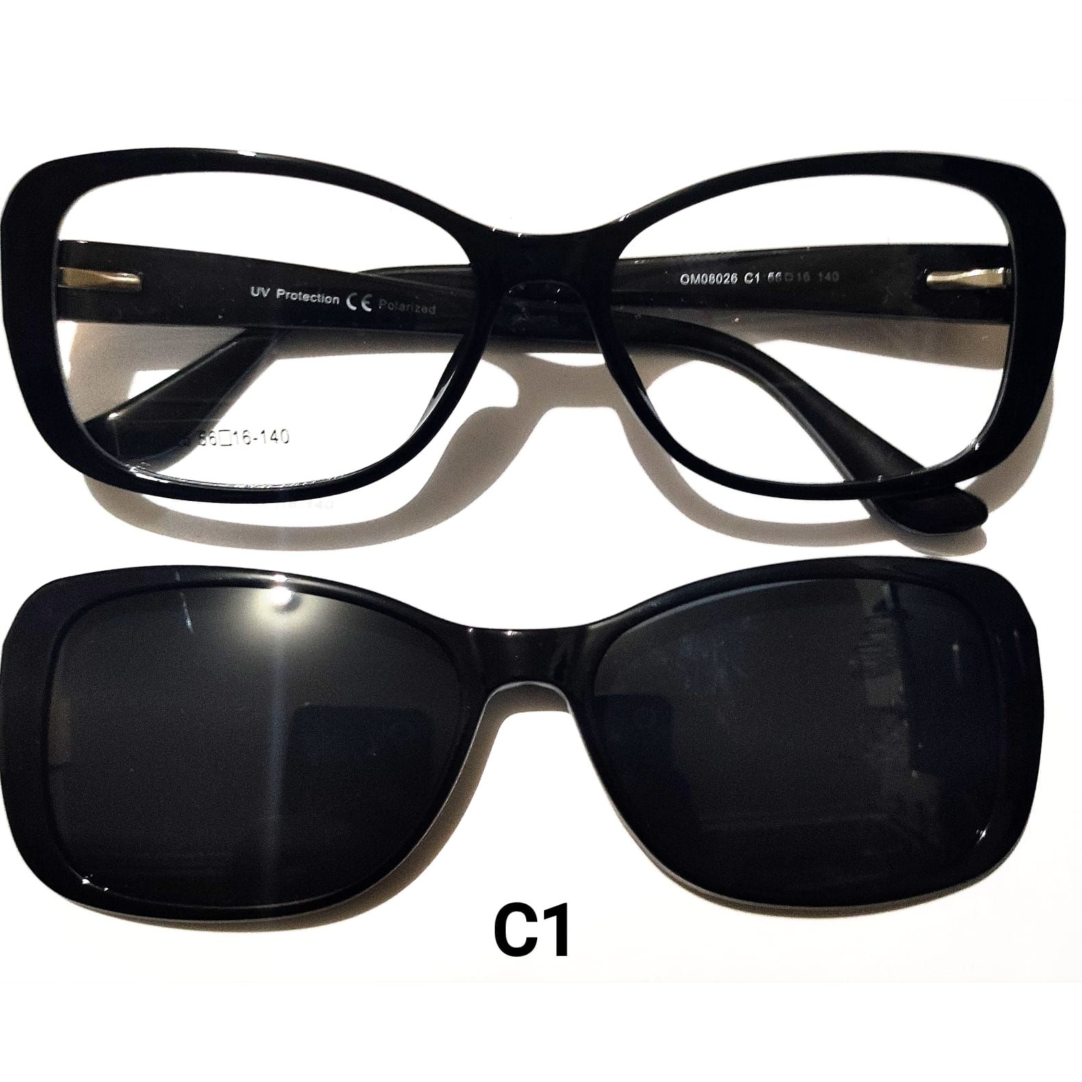 OM8026-C1 Óculos clipon Retangular com lente solar