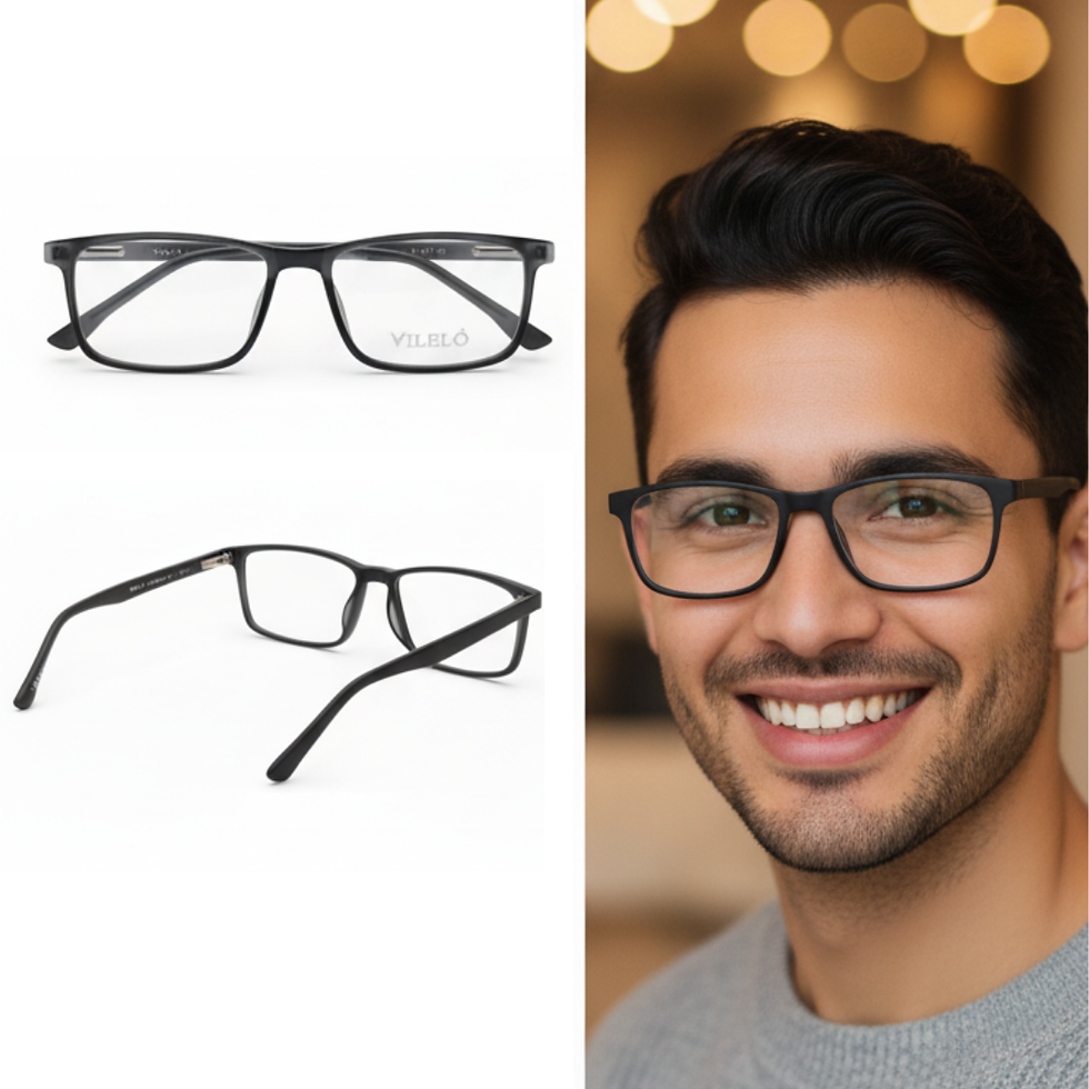 Miniatura: NV-90319-C5 Óculos Unissex Acetato Preto Retngular