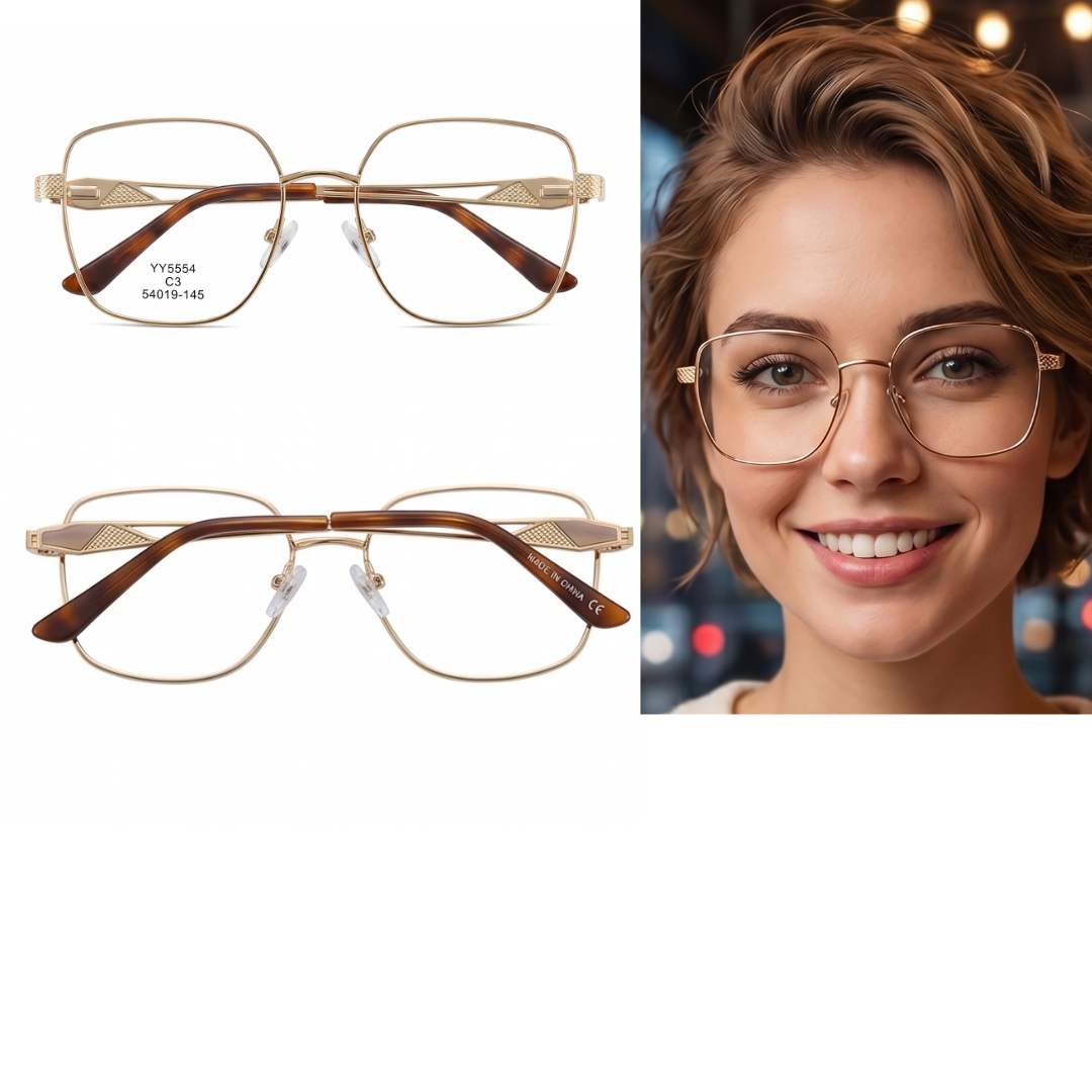 YY5554-C3-Modelo Óculos de Armação Metal Feminino