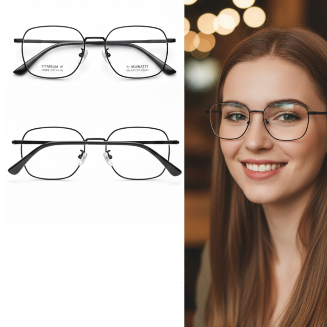 X6625-Preto Armação de Óculos Unissex Moderno Titânio Preto