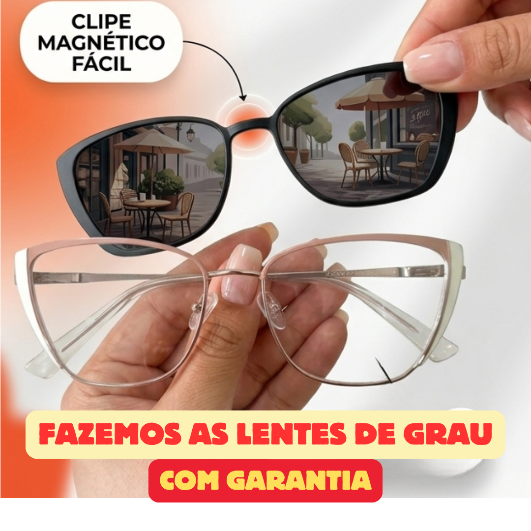 DR-176 Armação de Óculos Clipon Metal Feminino Polarizado lente adicional de sol