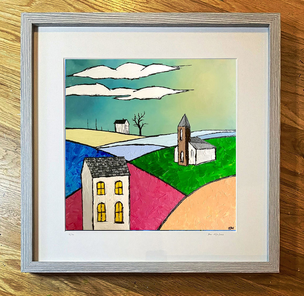 House on the hill landscape abstract artwork Giclée print