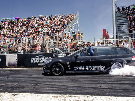 The SummerNats crowds watching a burnout