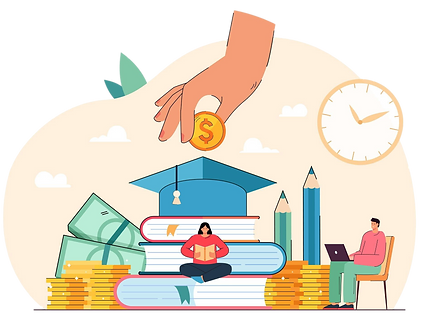 tiny-students-sitting-near-books-getting-university-degree-paying-money-education-business