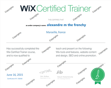 Certification Wix New York de alexandre m the frenchy