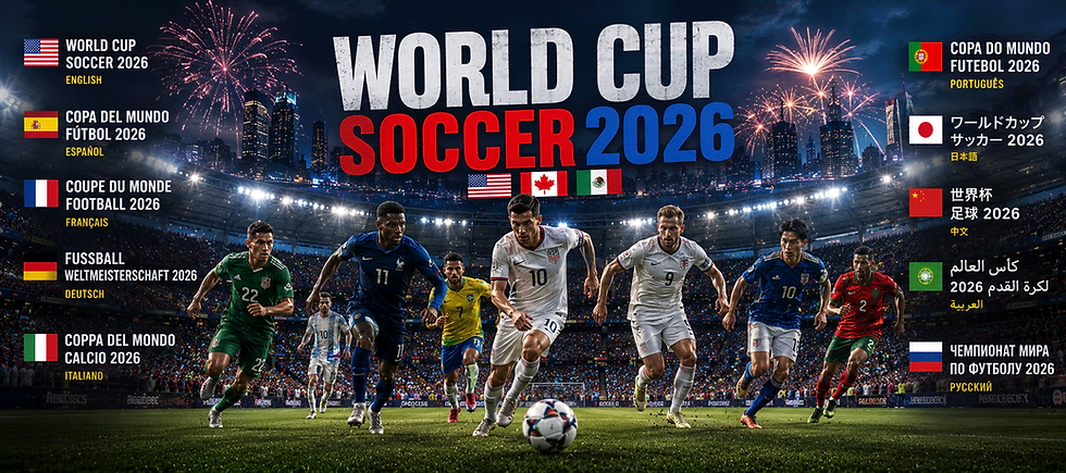 Affiche Coupe du Monde Soccer 2026 avec joueurs et drapeaux
