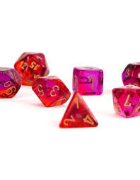 Gemini 7-Die Set: Translucent Red-Violet/Gold