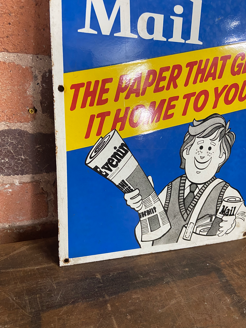 Thumbnail: Original Birmingham Evening Mail Enamel Advertising Sign