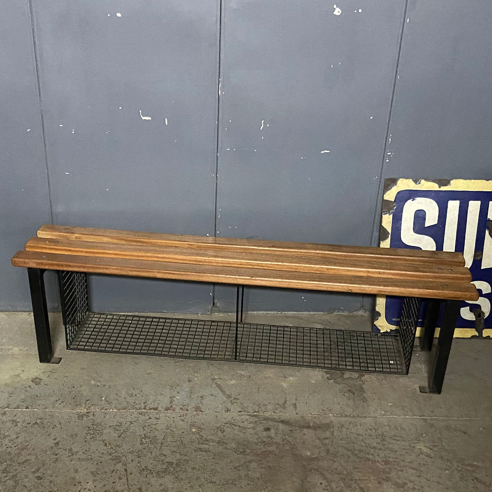 Vintage Industrial School Locker Room Bench