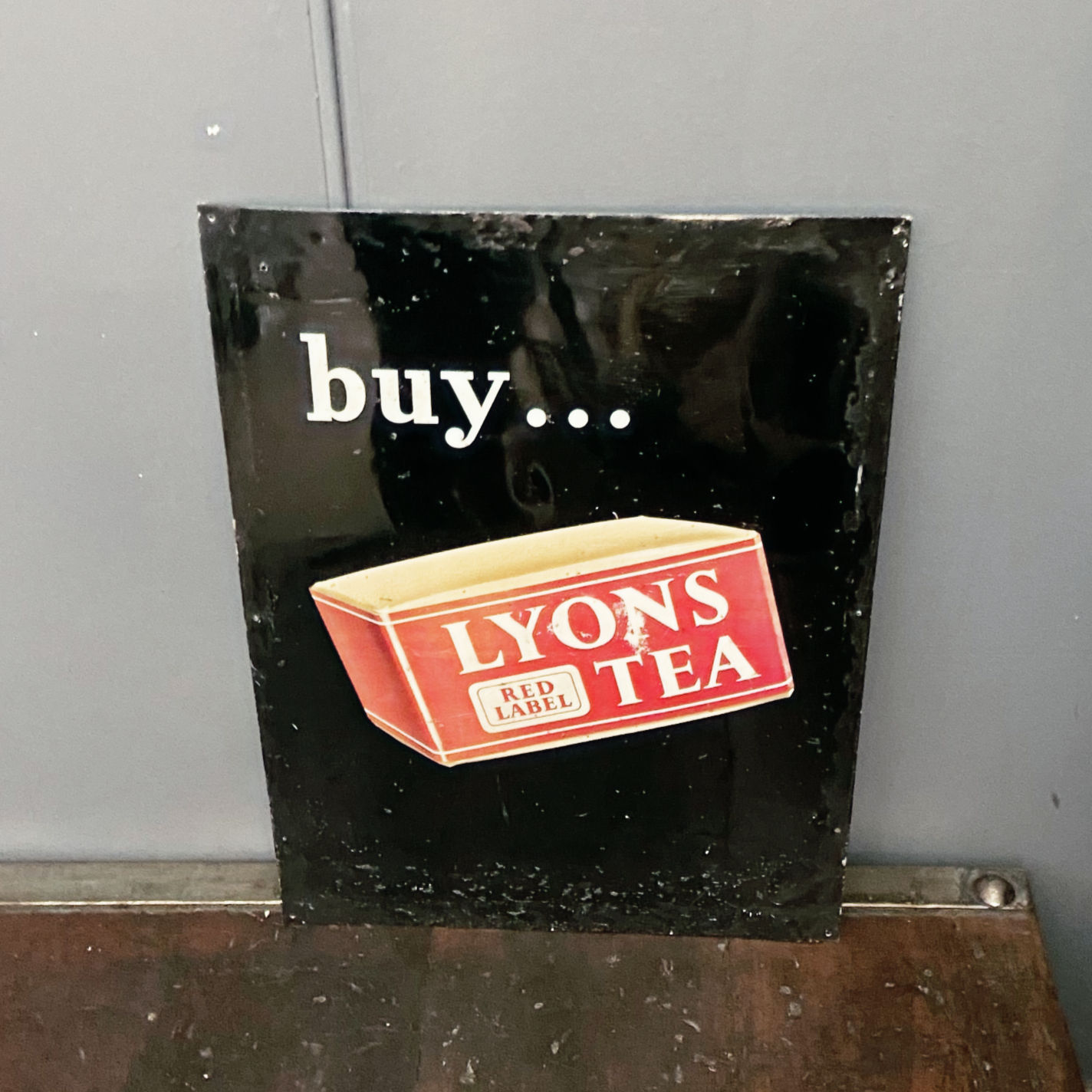 Original Buy Lyons Tea Tin Metal Advertising Sign