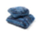 Mini and standard sized Blues travel blankets in matching bags