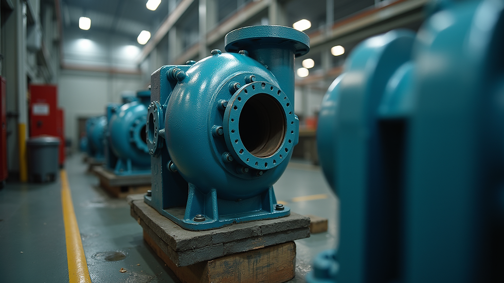 Eye-level view of precision cast metal pump housing in industrial setting