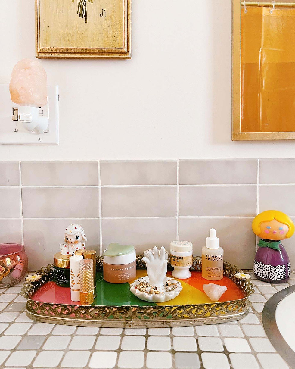 colorful vanity mirror tray 