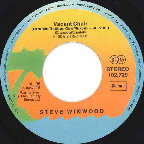 Miniatura: While You See A Chance [Steve Winwood] - Vinyl 7", 45 RPM, Single, Stereo