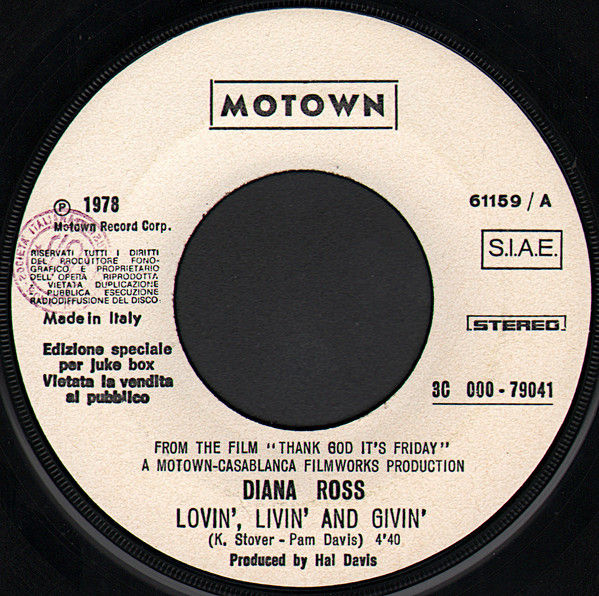 Diana Ross, Thelma Houston - Lovin', Livin' And Givin' / Love Masterpiece - Vinile 45 giri Jukebox (1978) - copertina