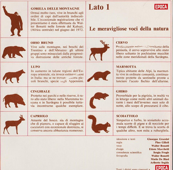 Miniatura: Le Voci Meravigliose Della Natura [No Artist] - Vinyl 7", 33 ⅓ RPM