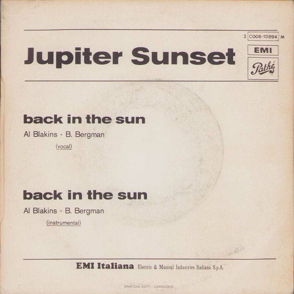 Jupiter Sunset - Back In The Sun - Vinile 45 giri (1970) - foto 2