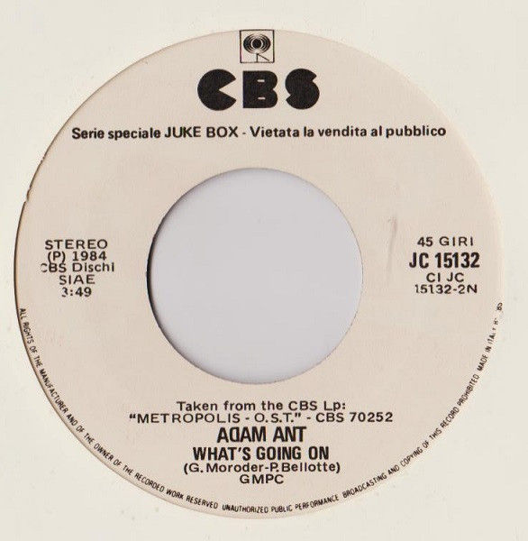 Bonnie Tyler, Adam Ant - Here She Comes / What's Going On - Vinile 45 giri Jukebox (1984) - foto 2