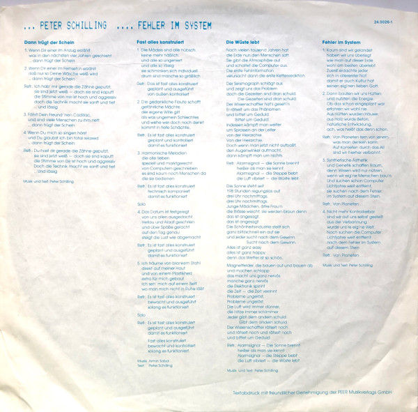 Thumbnail: Fehler Im System [Peter Schilling] - Vinyl LP, Album, Stereo